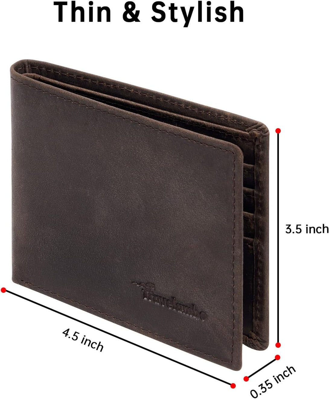 Real Leather Mens Bifold Wallet RFID Blocking Slim Minimalist Front Pocket - Thin & Stylish with ID Window in Gift Box (Crazy Horse, Coffee)
