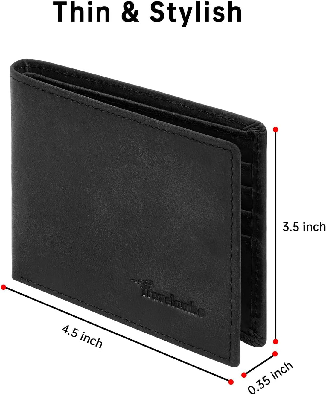 Real Leather Mens Bifold Wallet RFID Blocking Slim Minimalist Front Pocket - Thin & Stylish with ID Window in Gift Box (Crazy Horse, Black)