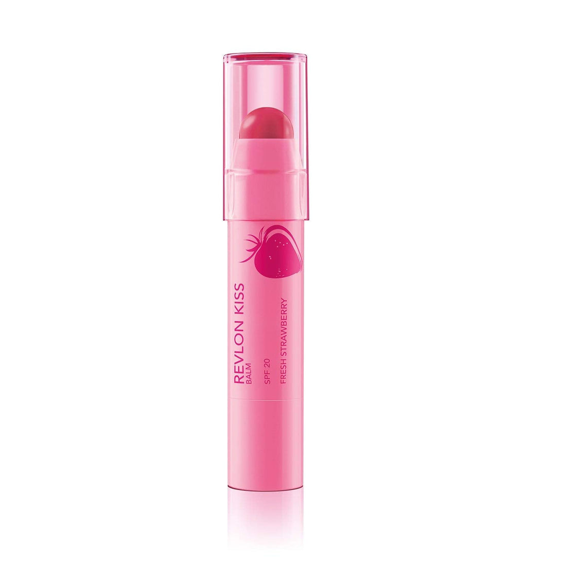 Revlon Kiss Tinted Lip Balm with SPF 20, Hydrating, Flavored, Infused with Natural Fruit Oils, 025 Fresh Strawberry, 0.09 Oz