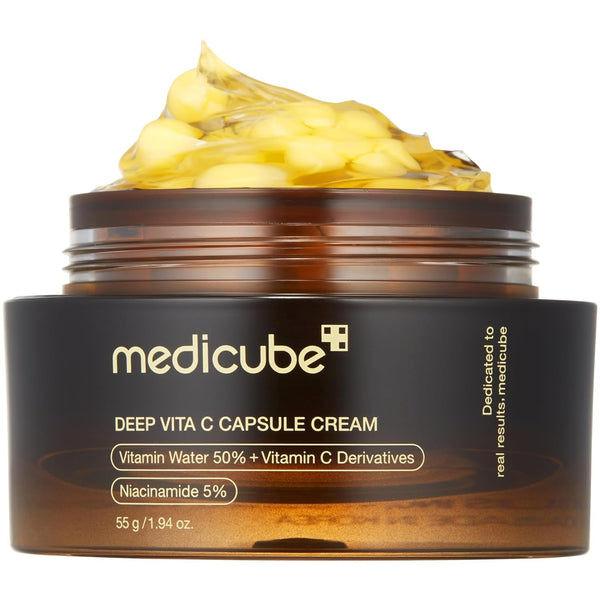 Medicube Deep Vitamin C Golden Capsule Face Moisturizer - Liposome Capsules for Wrinkles, Skin Radiance - Transparent Gel for Glow Hydration - Korean Skin Care 1.94 Oz