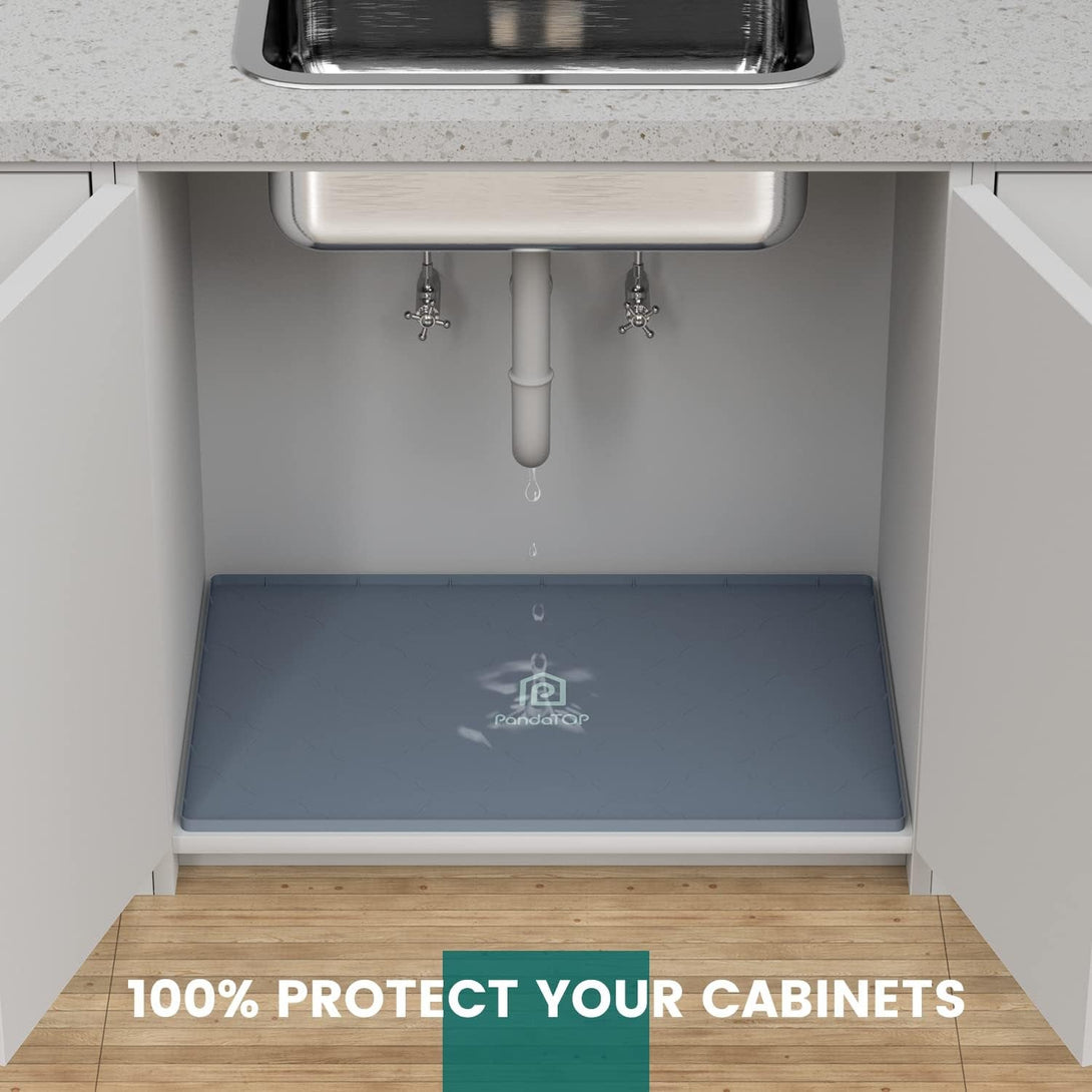 Under Sink Mat, 34" X 22" Silicone Kitchen Cabinet Tray, Waterproof & Flexible under Sink Liner for Kitchen Bathroom and Laundry Room