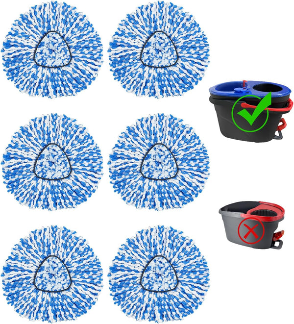 6 Pack Spin Mop Replace Head for O-Cedar Rinseclean 2 Tank Mop System,Mop Head Refill Replacement for O-Cedar Rinseclean 2 Tank System - Easy to Replace,100% Microfiber, All Hard-Surfaced Floor Clean