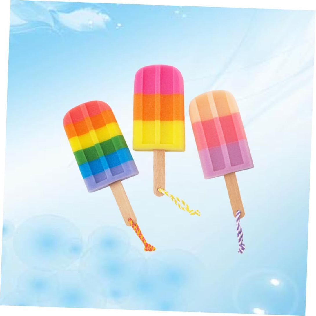 3Pcs Bath Flower for Infants Elastic Hair Ties Bathing Accessories Body Bath Shower Sponge Shower Sponge for Body Loofah Popsicle Ice Cream Wooden Shower Head Child Bath Brush