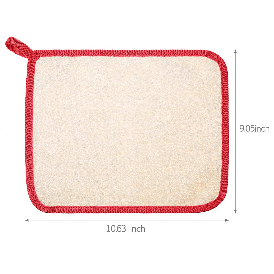 Tatuo 5 Pcs Exfoliating Face and Body Wash Cloths Towel Weave Bath Cloth Exfoliating Scrub Cloth Massage Bath Cloth for Women and Men, 10.63 X 9.05 Inch (Red Edge)