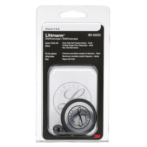 3M Littmann Stethoscope Spare Parts Kit â€“ Black, Compatible with Classic II S.E., Includes Snap Tight Soft-Sealing Small Eartips, Tunable Diaphragm & Rim, Non-Chill Bell Sleeve, 40005