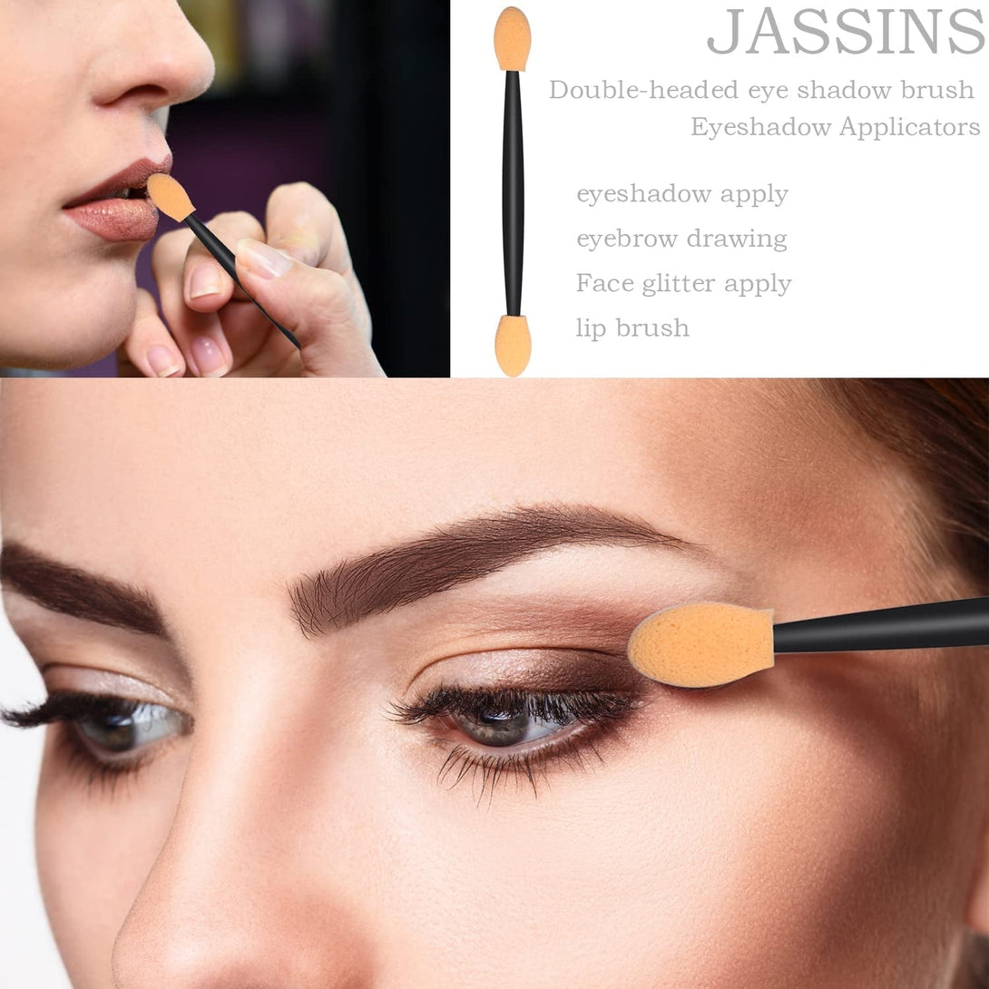 300Pcs Disposable Makeup Tool Kit,Brow Brush/Mascara Brush/Lip Applicators/Eyeshadow Applicators/Eye Liner Brush,Jassins Makeup Disposable Accessories with Organizer Box