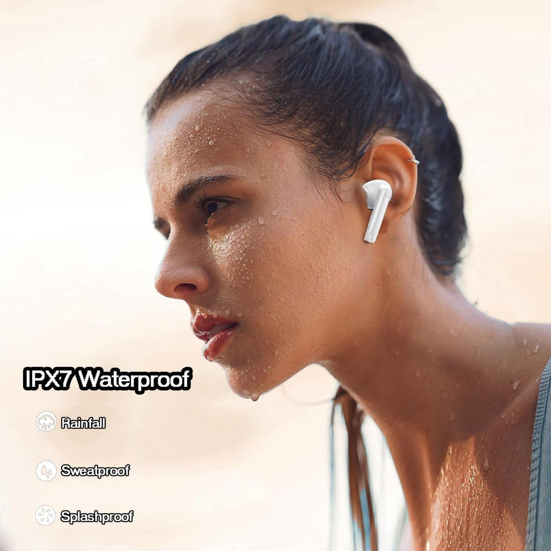 Wireless Earbuds, Bluetooth 5.3 in Ear Buds Light-Weight Headphones, IP7 Waterproof, 40H Playtime, Built-In 4 Mics Headset, Clear Calls Earphones Suitable for Exercise, Running, Fitness and Work