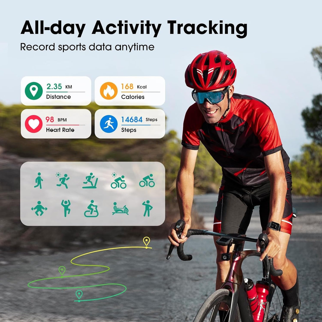 Smart Watch No App/Phone Required,42Mm Smartwatch for Women Men,Fitness Tracker Watch with Heart Rate Monitor,Sleep Tracker,Pedometer,Step Counter,Ip68 Waterproof, for Android Ios Phones