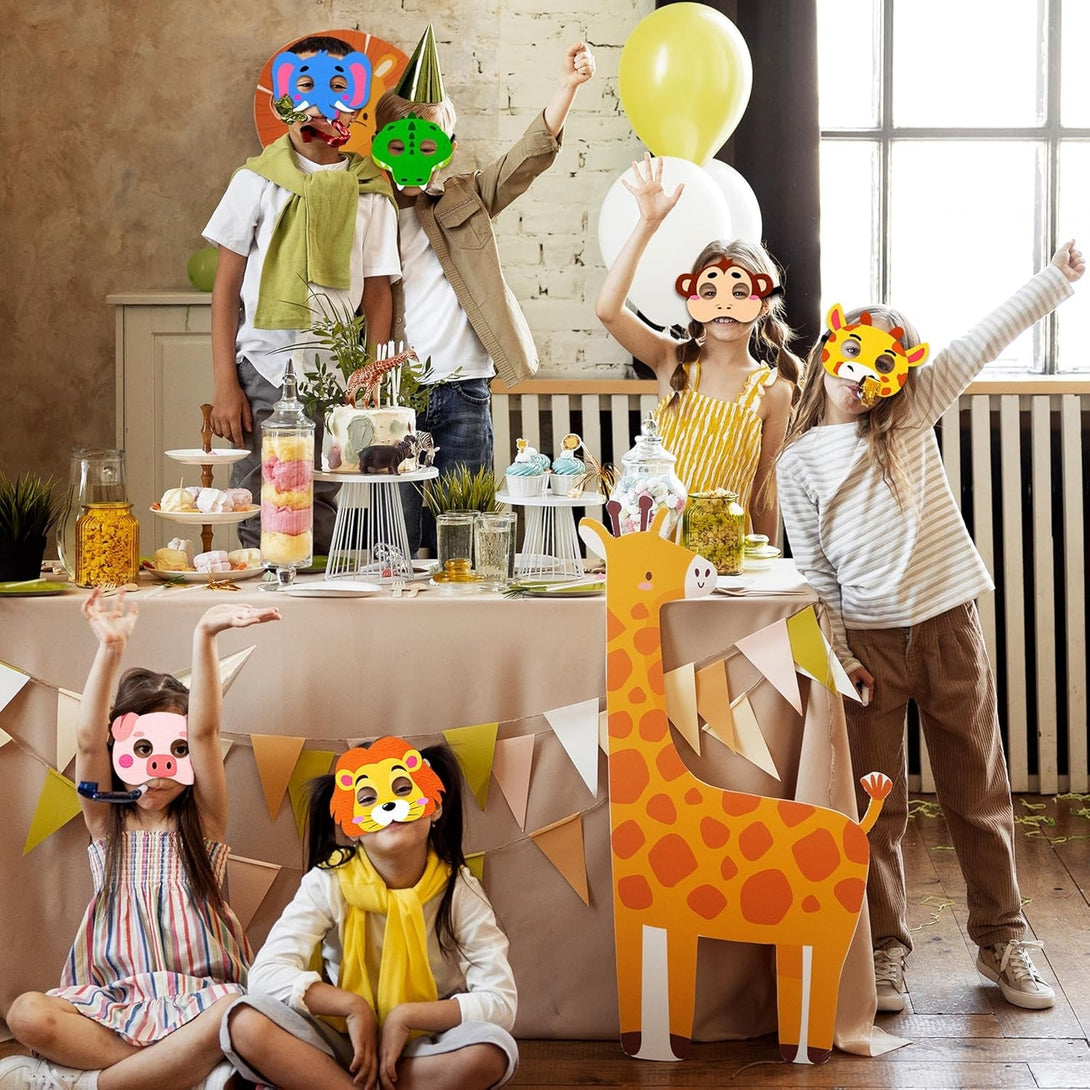 33PCS Jungle Safari Crafts - Felt Animal DIY Arts Kit, Birthday Party Favors Activities Supplies in Bulk