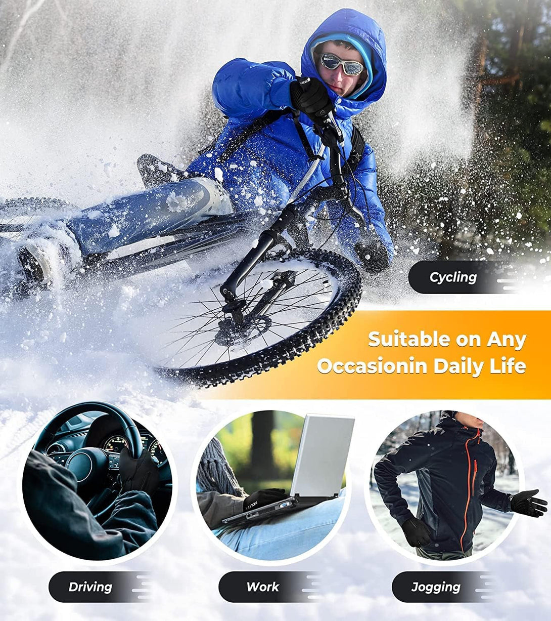 Winter Gloves Touchscreen Slightly Waterproof Thermal Warm anti Slip Running Cycling Gloves Windproof Glove with Elastic Cuffs for Men Women