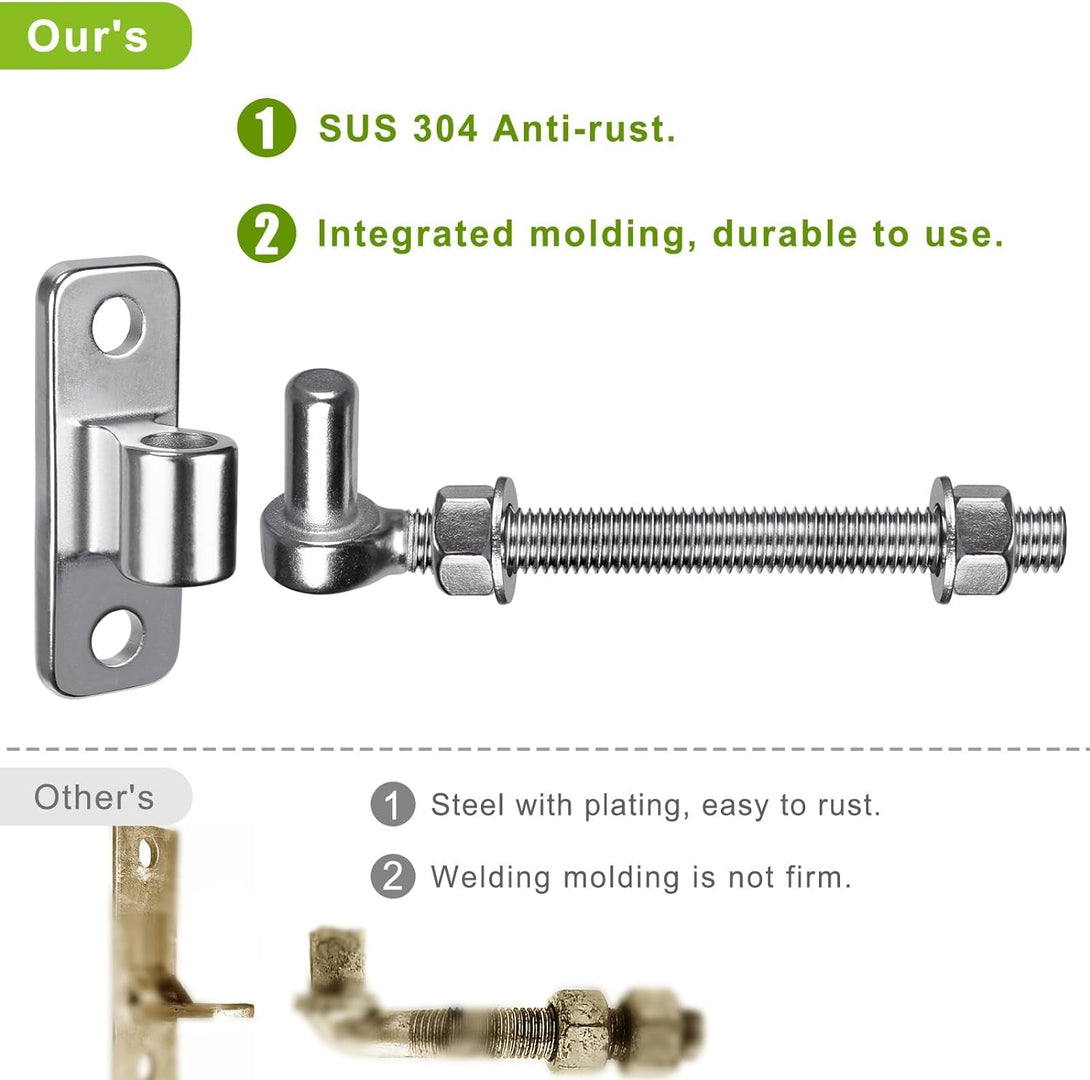 304 Stainless Steel Heavy Duty Gate Hinges, 6'' J Bolt Gate Hinge with Dia M12, 4Pack Welded Hinge for Farm Gate, One Piece Molded Gate Hinge for Metal Gate