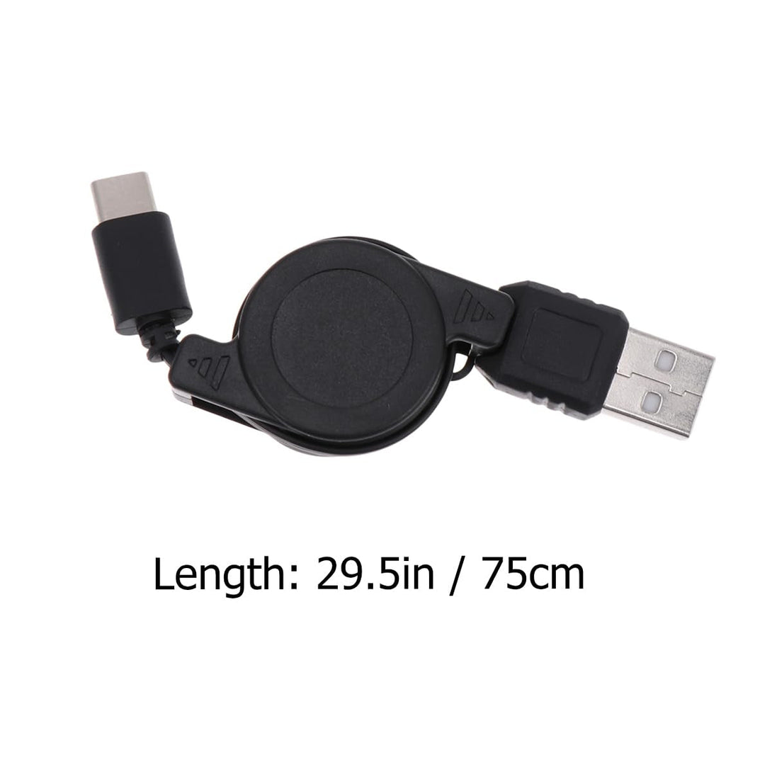 2 Pack Retractable Usb C Charging Cable, 3.3Ft Fast Charging Cord for Phones, Portable High Charger with Cable Winder (Black)