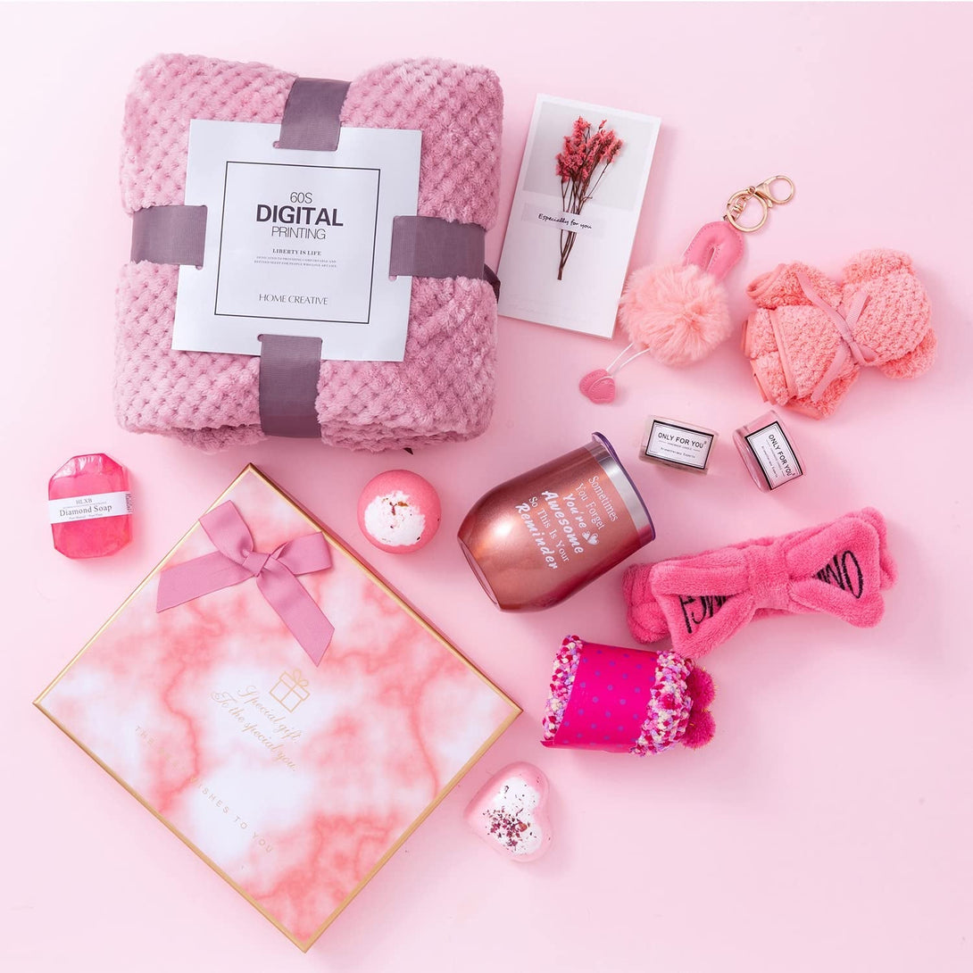 Birthday Gifts for Women,Pink Gifts Box for Women Gifts Basket Care Package Get Well Soon Gifts Relaxing Set Self Care Gifts Unique Gifts Box Birthday Presents Female Friendship Gifts