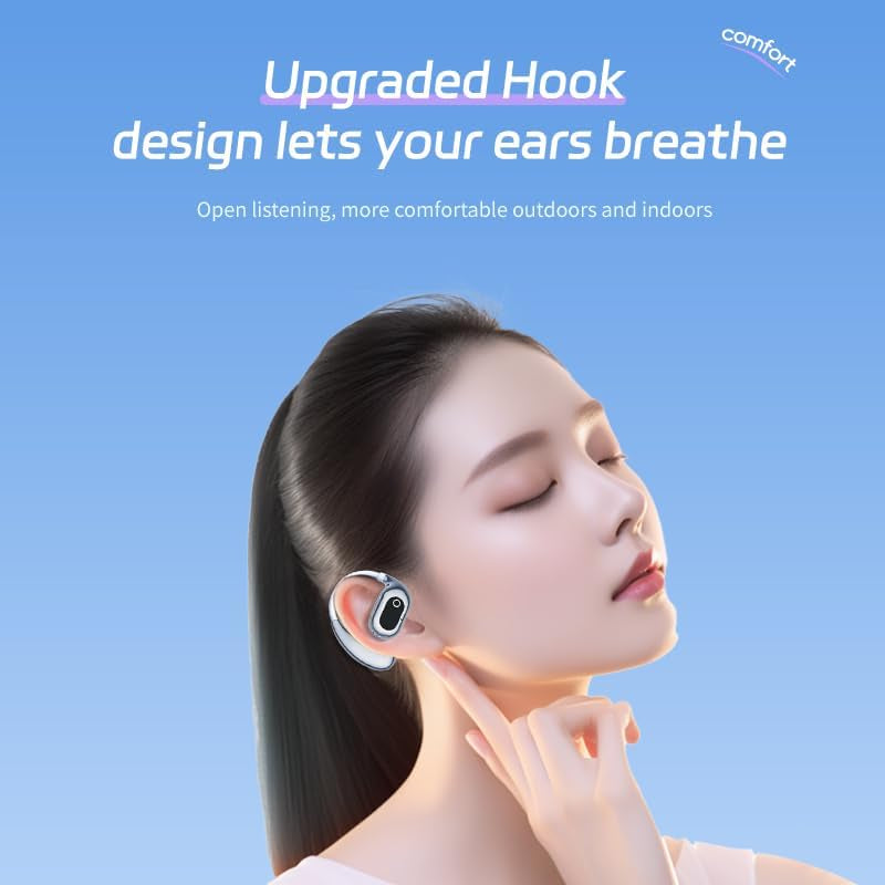Bluetooth Earbuds Wireless Bluetooth Open Ear Headphones Device Travel Business Stereo Headphones Headset 18Hrs Total Playback Support Single or Twin Model for Cycling Jogging Running Driving