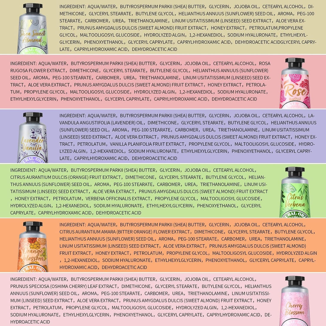 20% Shea Butter Hand Cream Gift Set, Instant Moisturizing Hand Cream for Women Dry Hands with Delicate Tin, Floral-Scented Hand Lotion 6 X 1 OZ