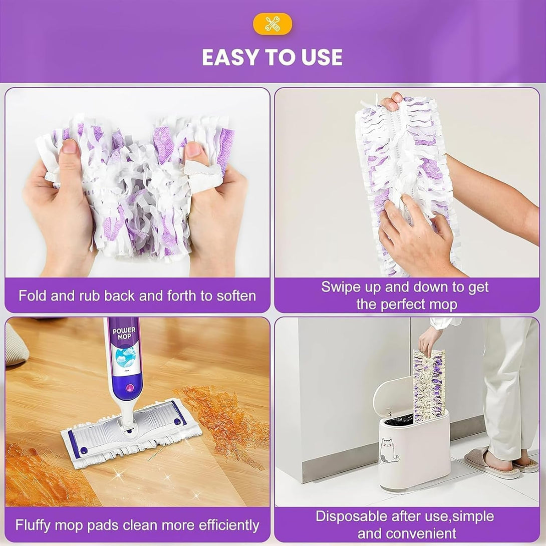 15 Pack Power Mop Refills Compatible with Swiffer Powermop Multi-Surface Floor Mop and Swiffer Powermop Wood Mop, Replacement Power Mop Pads