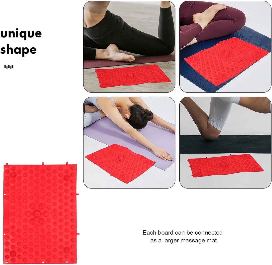 Reflexology Foot Massage Pad - Acupressure Mat for Blood Circulation, Stress Reliefs, and Foot Health, Home Therapy Massaging Plate (Red)