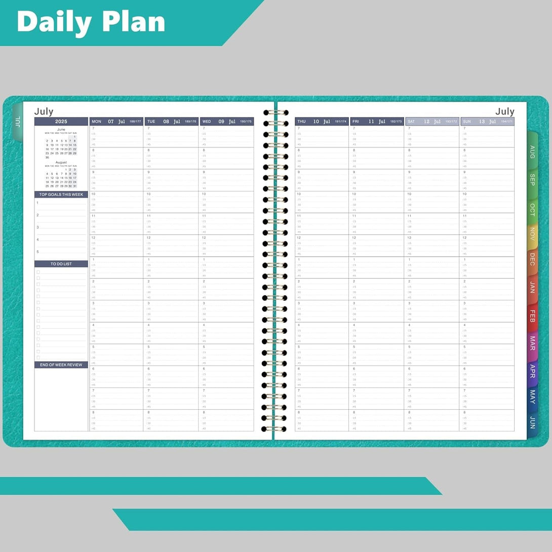 2025-2026 Weekly Appointment Book & Planner - Large 2025-2026 Daily Hourly Planner, JUL 2025 - JUN 2026, 8.5" X 11", Appointment Book with 15-Minute Interval, Thick Paper, Pocket, Turquoise