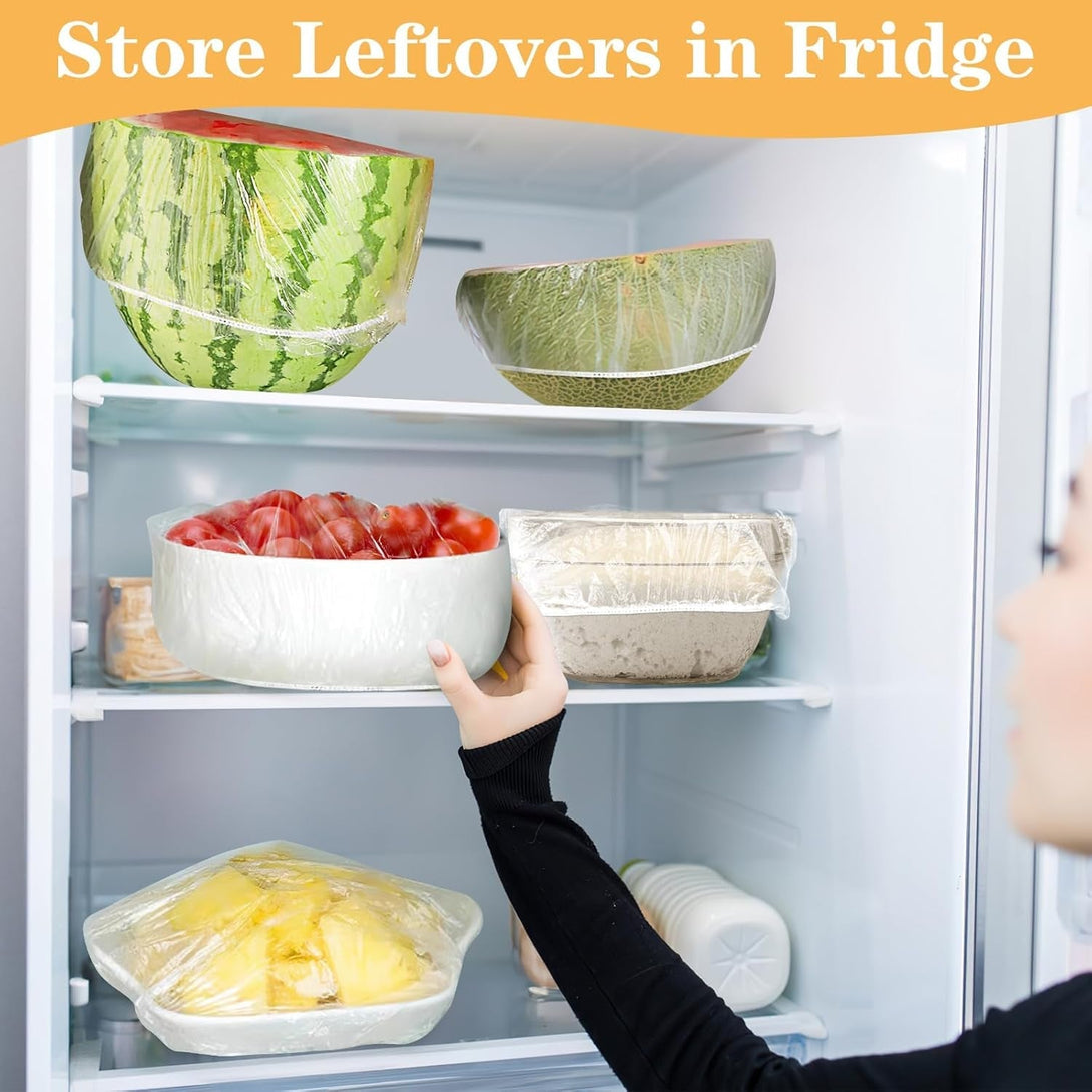 200 Pcs Bowl Covers for Bread Proofing, Plastic Shower Caps for Sourdough Bread, Food Covers Stretch Reusable Elastic, Keep Food Fresh and Dust Away