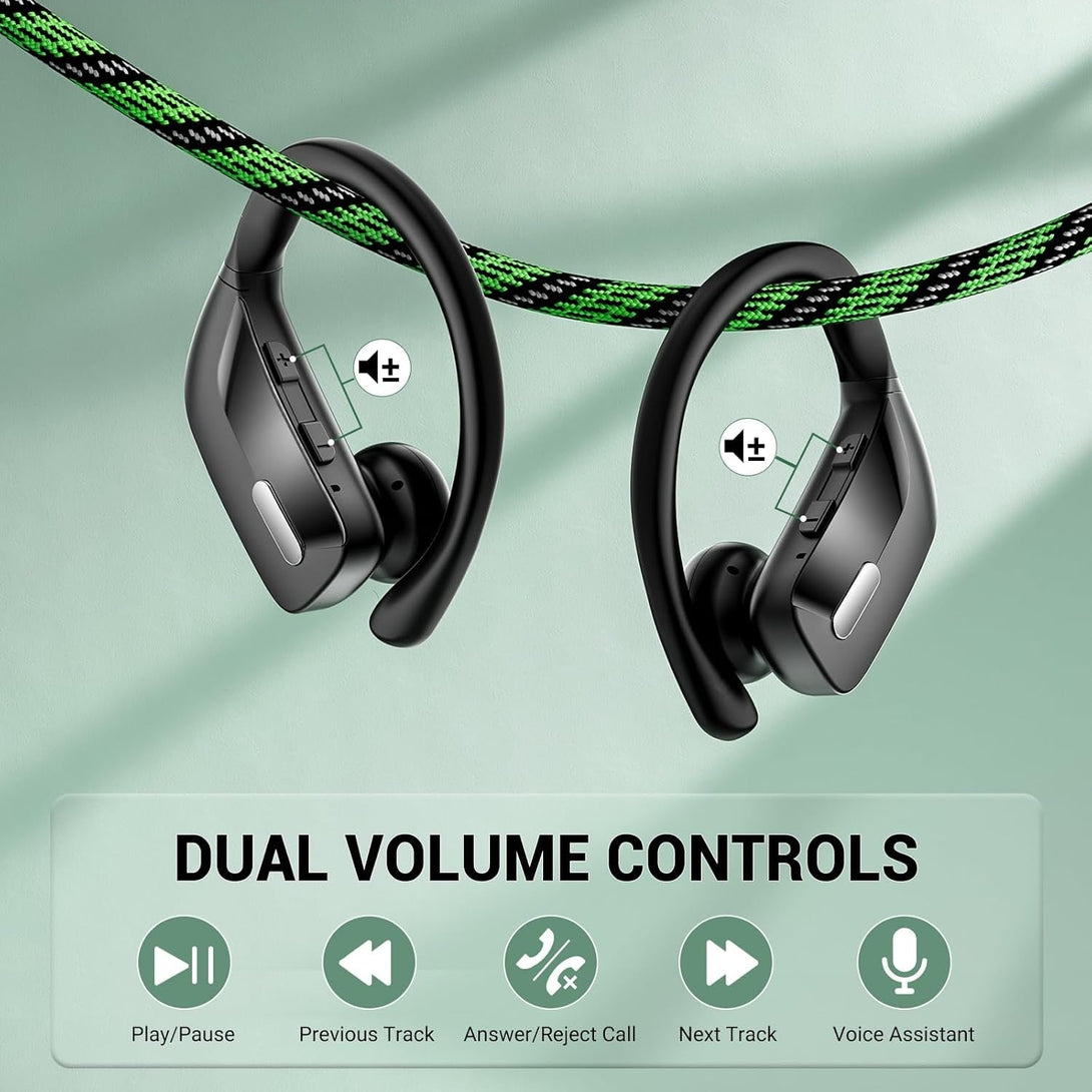 Wireless Earbuds with Earhooks 80Hrs Bluetooth Headphones Over-Ear ENC Noise Canceling Mic Earphones IP7 Waterproof Headset for Sports,Fitness,Workouts and Running Black