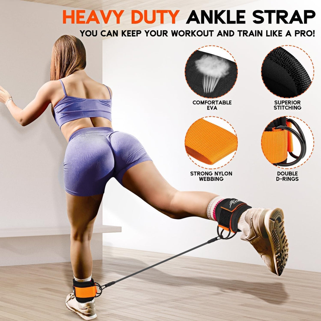 Ankle Resistance Bands, Ankle Bands for Working Out with Cuffs, Resistance Bands for Leg Butt Training Workout Equipment for Kickbacks Hip Gluteus Training Exercises, Ankle Strap with Exercise Bands