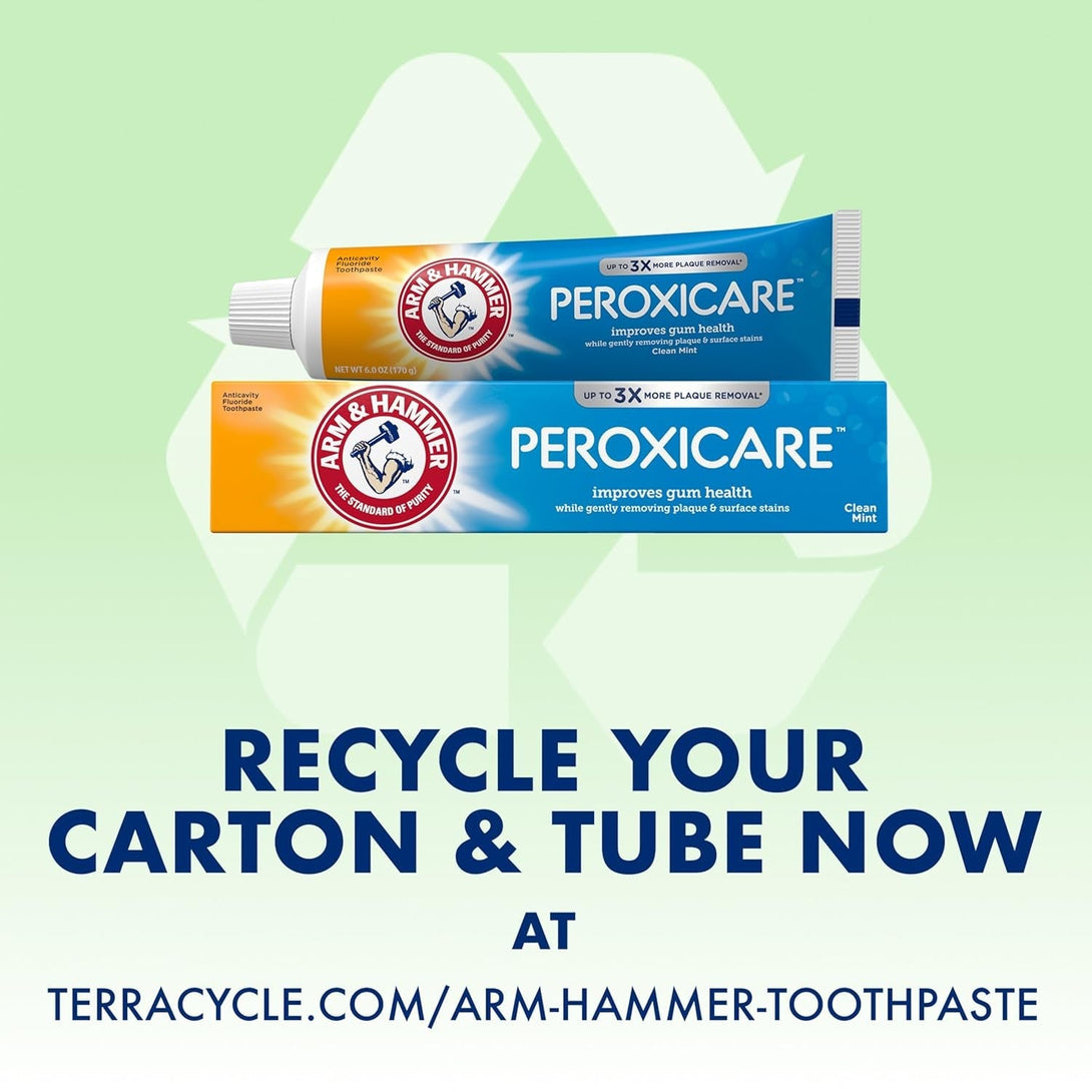 ARM & HAMMER Peroxicare Toothpaste for Gum Health, Baking Soda Toothpaste, Clean Mint, 6.0 Oz (Pack of 4