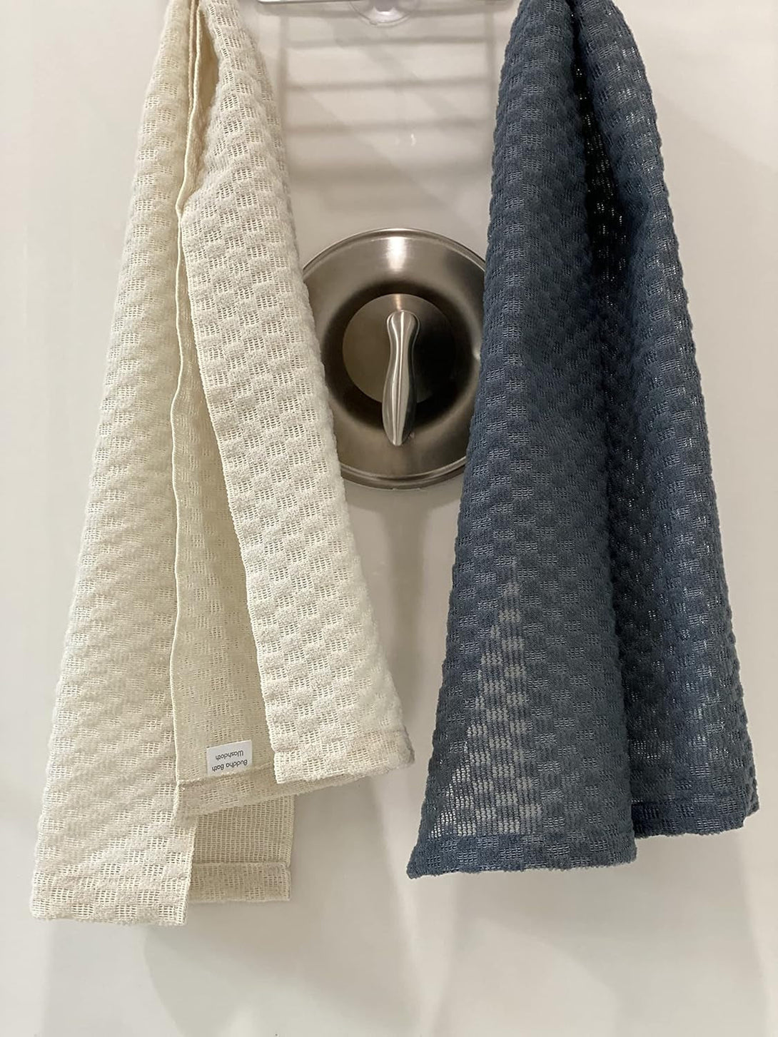 Extra Long Exfoliating Shower Towel Washcloth (Medium Exfoliate) - Dark Gray & Bone - (2 Pack)