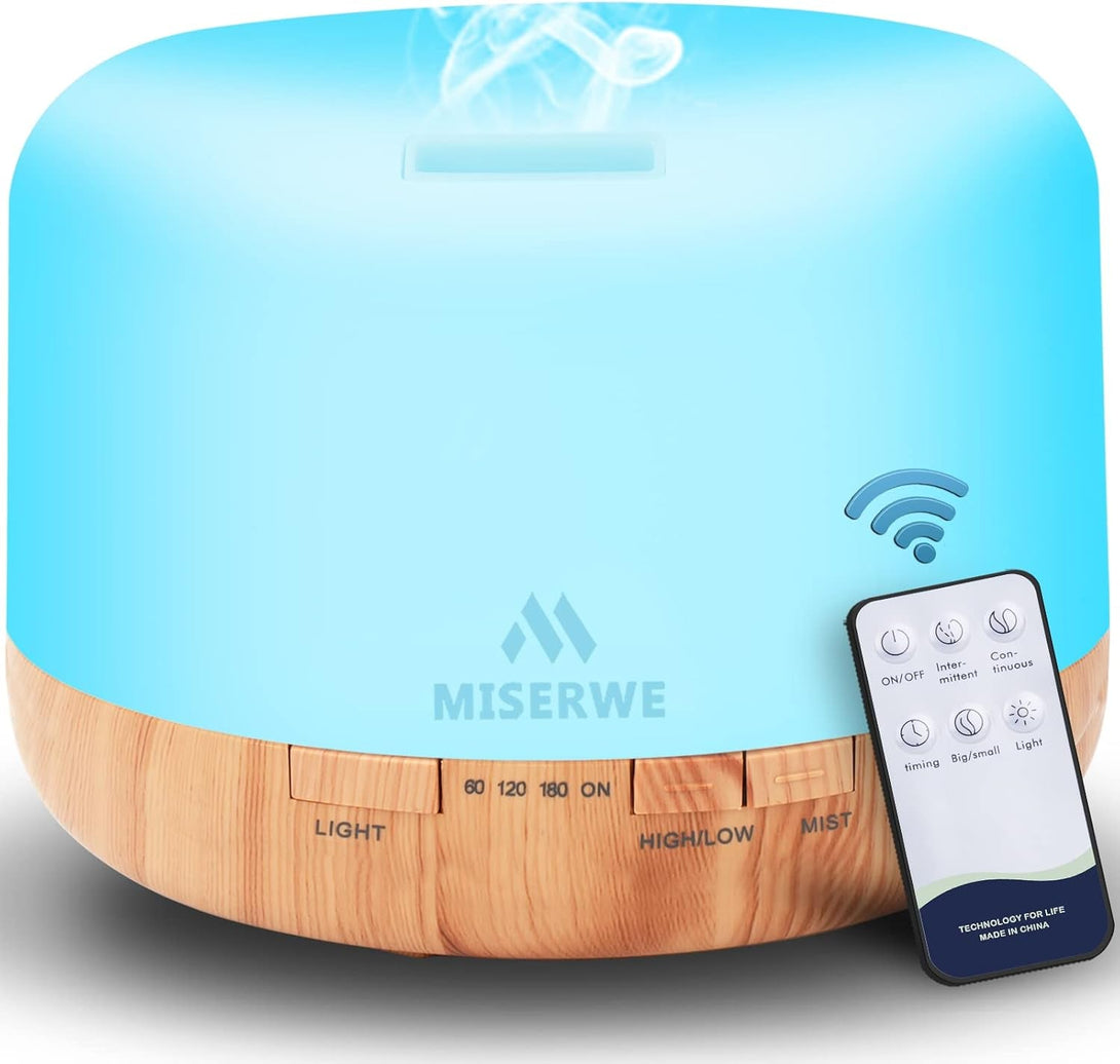 500Ml Diffuser with Remote Control Waterless Automatic Shut off Essential Oil Diffusers with Timing Mode Adjustable Oil Diffuser for Home