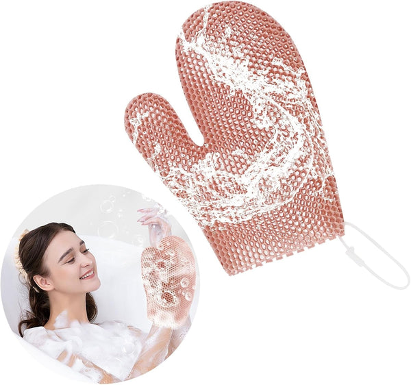 Honeycomb Exfoliating Bath Gloves - Microfiber for Enhanced Blood Circulation & Soft, Smooth Skin - Exfoliating Shower Mitt Sponges for All Skin Types (Pink - Glove)