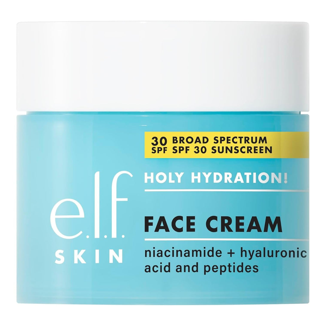 E.L.F. Holy Hydration! Face Cream, Broad Spectrum SPF 30 Sunscreen, Moisturizes & Softens Skin, Quick-Absorbing & Ultra-Hydrating,1.7 Ounce