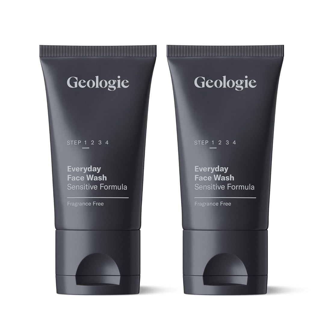 Geologie Daily Face Wash for Sensitive Skin | Fragrance-Free Facial Cleanser for Men & Women | Acne & Oil Control | Non-Irritating, Gentle Cleansing & Soothing Face Wash | 2-Pack