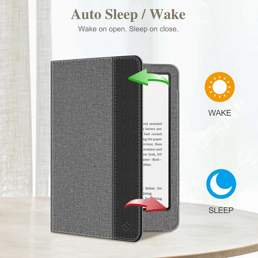 Fintie Case for 7"/6.8" Kindle Paperwhite(12Th/11Th Generation-2024/2021) and Kindle Colorsoft Signature Edition -Slim Foldable Stand Cover Auto Wake/Sleep for Paperwhite 2024, Gray