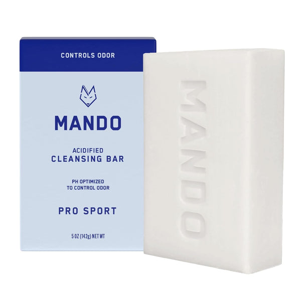 Mando Acidified Cleansing Bar - 24-Hour Odor Control - Removes Odor Better than Soap - Moisturizing Formula - SLS Free, Paraben Free - Safe for Sensitive Skin - Pro Sport