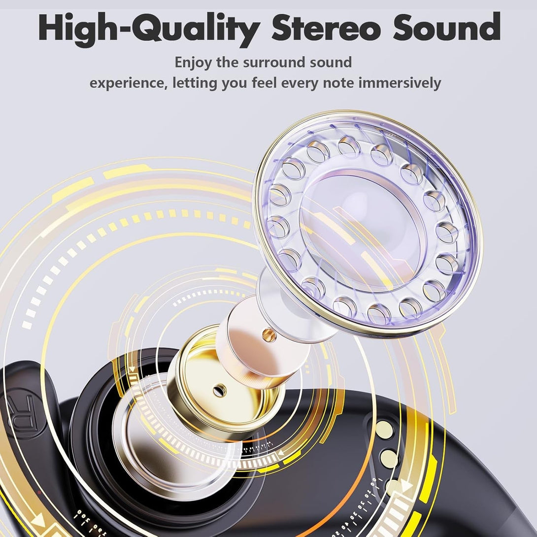 Wireless Earbuds Bluetooth Headphones 48Hrs Play Back Sports Earphones with LED Display Built in Mic Deep Bass Stereo in Ear Waterproof Headset for Workout Gaming Running