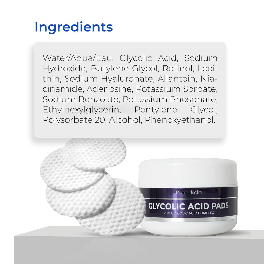 Glycolic Acid Pads - Resurfacing Pads for Face 20% - Exfoliating Peel Pad for Body and Dark Spots - Fine Lines and Wrinkles - 60 Count