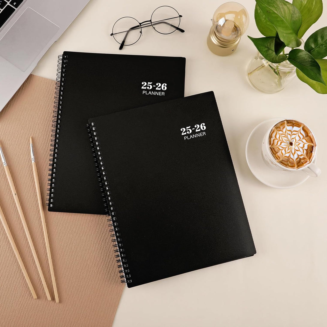 2025-2026 Planner - 9” × 11”, from JUL. 2025 to JUN. 2026, Weekly and Monthly Academic Planner 2025-2026, Inner Pocket, Premium Paper, Twin-Wire Binding, Make Your Life Productive - Black