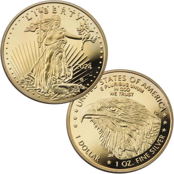 2024 U.S. Eagle the United States Statue of Liberty Gold Plated Coin 1 Oz Uncirculated Commemorative Coin