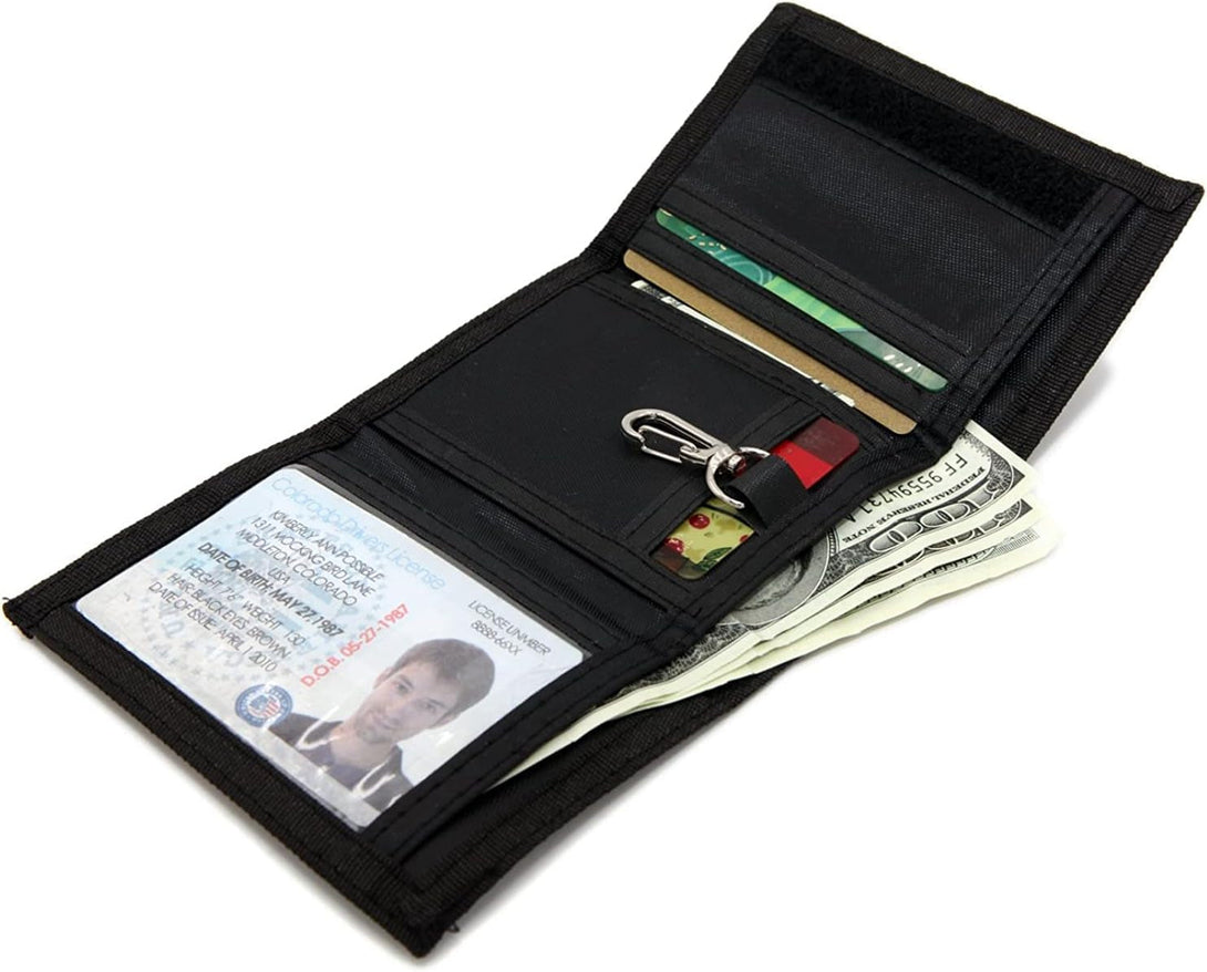 AI-DEE RFID Trifold Canvas Outdoor Sports Wallet for Kids - Front Pocket Wallet with Magic Sticker