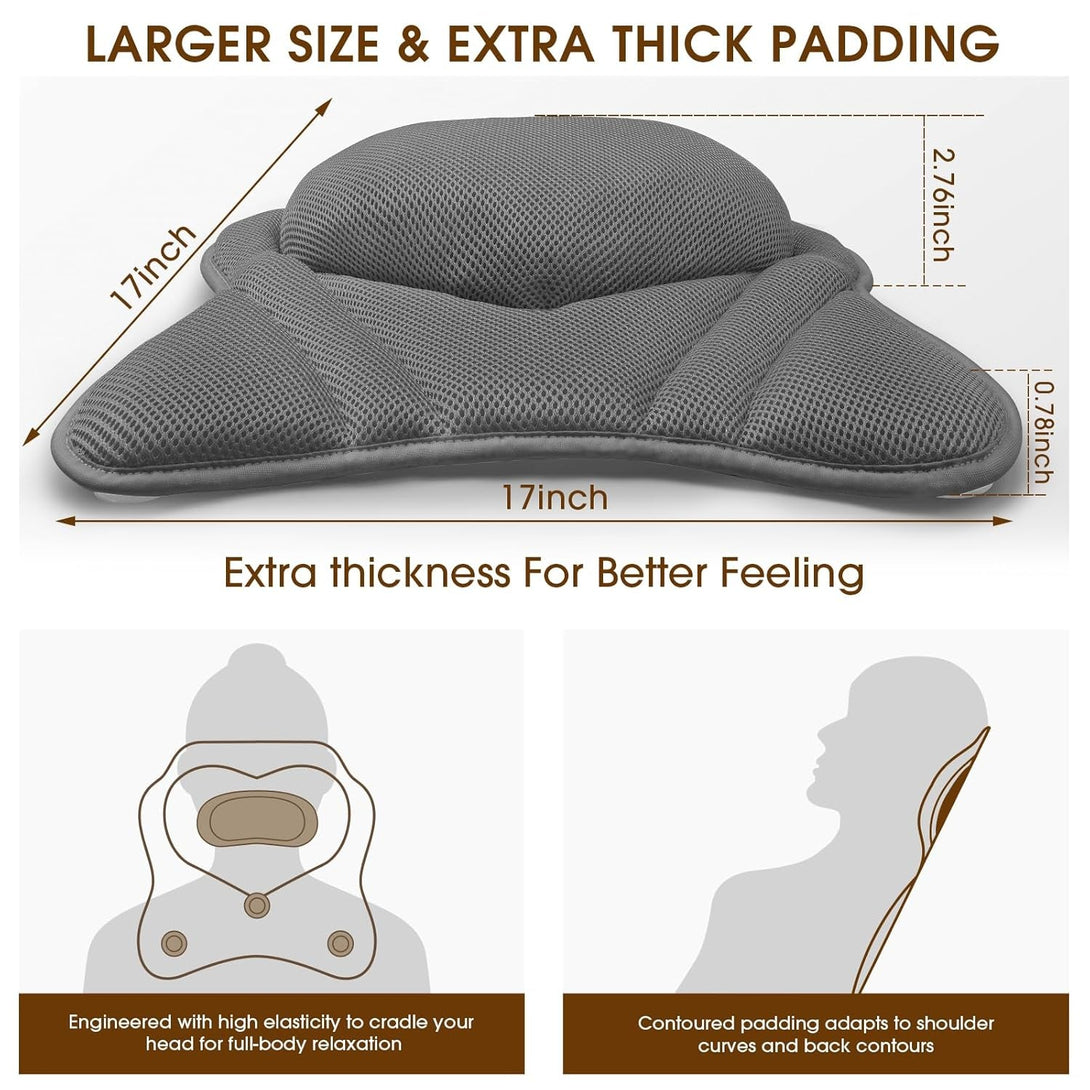 Luxstep Bath Pillow with Breathable Mesh Fabric - Bathtub Pillow for Head, Neck & Shoulder Support- 6 Non-Slip Suction Cups for Secure Fit - Fits Any Bathtub, Bath Accessories Spa Gifts
