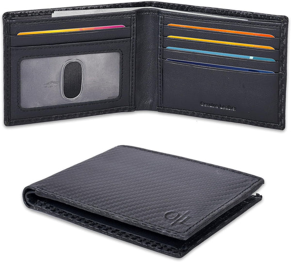 Slim Leather Wallet for Men - RFID Blocking Slim Minimalist Front Pocket - Thin & Stylish with ID Window, Gift for Men