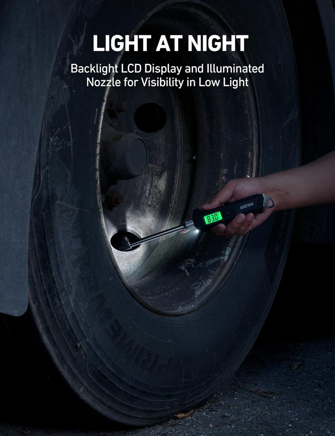 Astroai Digital Tire Pressure Gauge 230 PSI Heavy Duty Dual Head Stainless Steel Made for Truck and RV with Backlit LCD and Flashlight Car Accessories