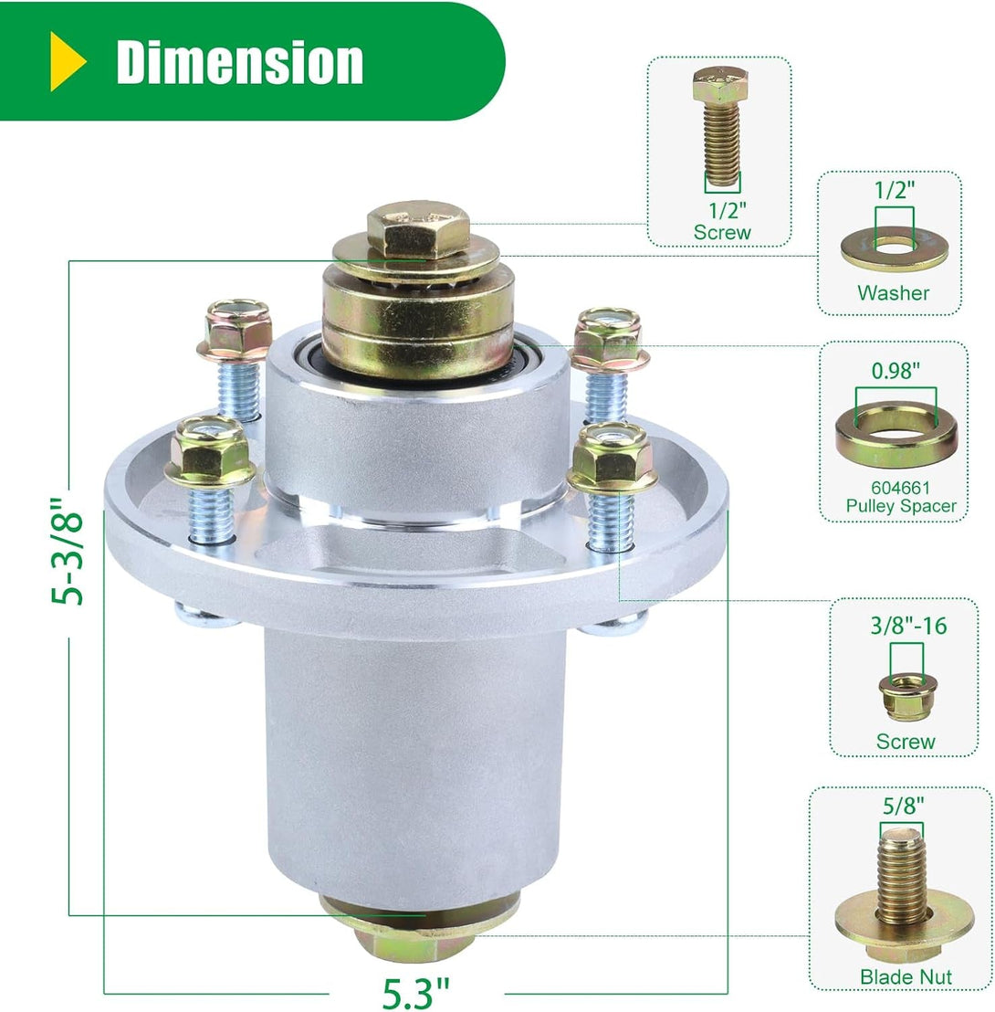 3 Pack 607418 Spindle Assembly with 604664 Pulley Replaces Hustler 607418 Spindle 607418, 601804 Hustler 601804 Spindle Assembly, Hustler Raptor SD 54 Parts, Hustler Raptor SD 54 Deck Spindles