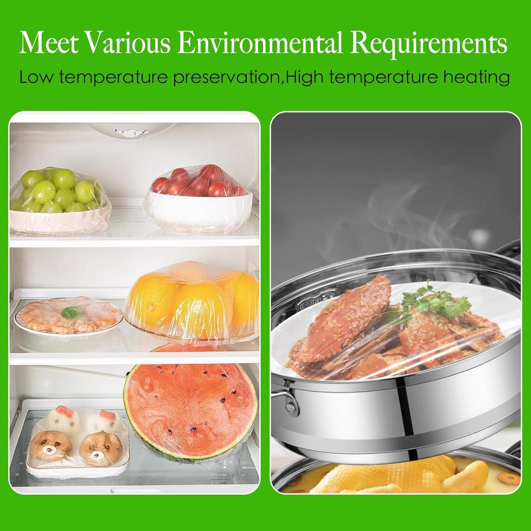 Plastic Bowl Covers - 100 Count - Plastic Food Covers with Elastic- Covers 4-9 Inch Bowls/Plate,Plastic Covers for Bowls, Multi-Purpose Kitchen Outdoor Must-Have