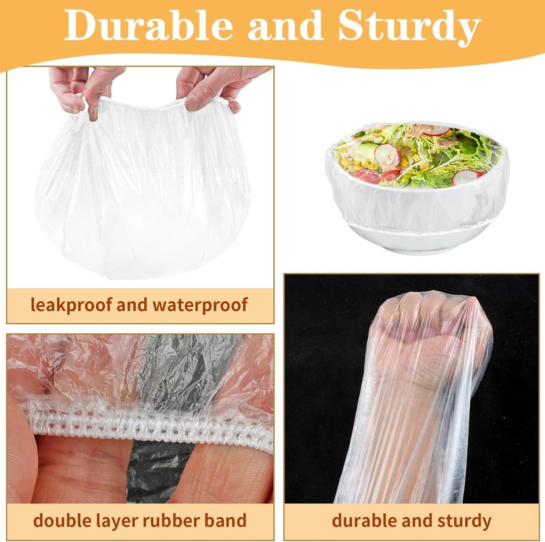 200 Pcs Bowl Covers for Bread Proofing, Plastic Shower Caps for Sourdough Bread, Food Covers Stretch Reusable Elastic, Keep Food Fresh and Dust Away