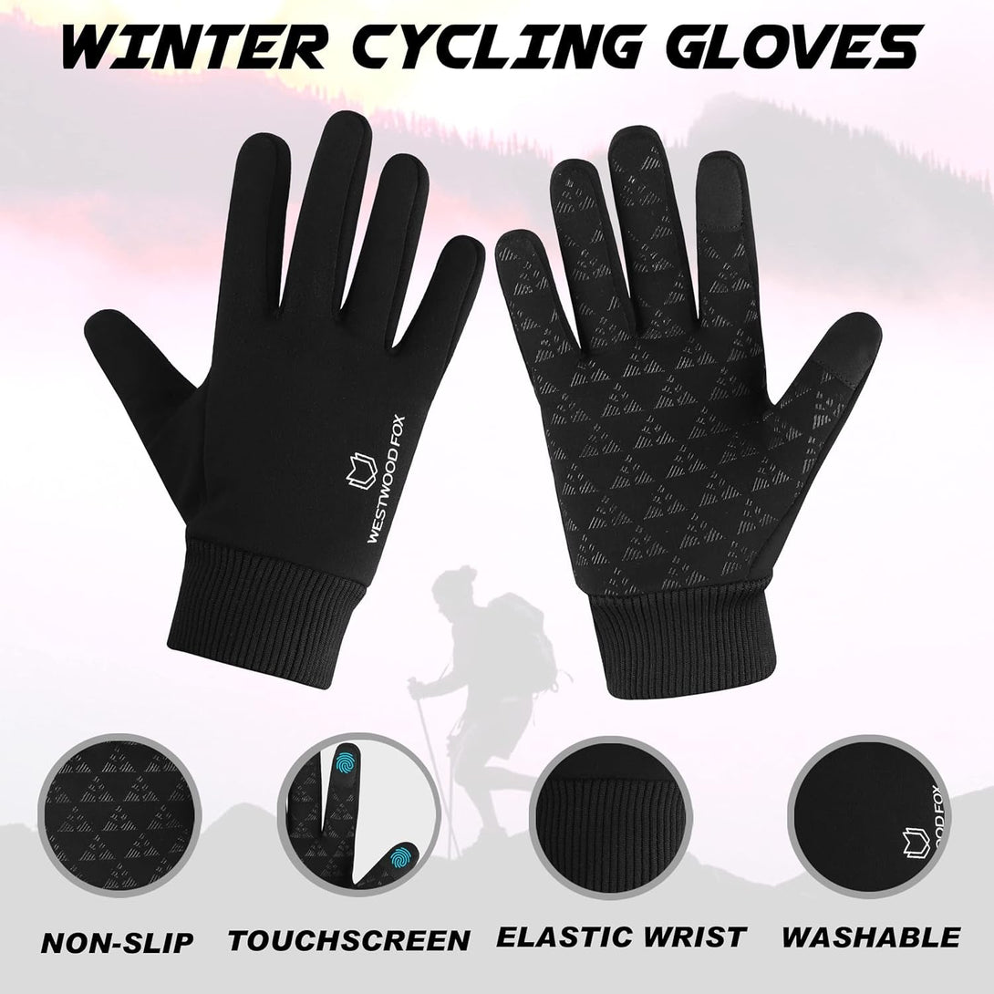 Winter Gloves Touchscreen Slightly Waterproof Thermal Warm anti Slip Running Cycling Gloves Windproof Glove with Elastic Cuffs for Men Women