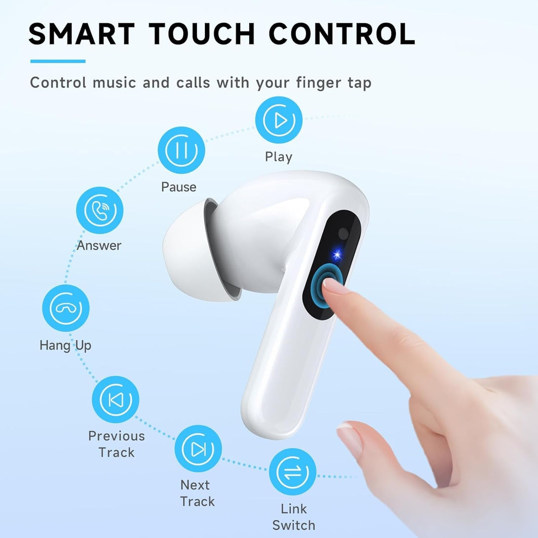 RYR 2.4Ghz Wireless Gaming Earbuds, Bluetooth 5.3 In-Ear Headphones Bass Stereo, Gaming Earphones with Noise Cancelling Mic, LED Display, 36Hs Playtime for Meta Quest 3/2, PS5/4, VR, Switch, PC, Phone