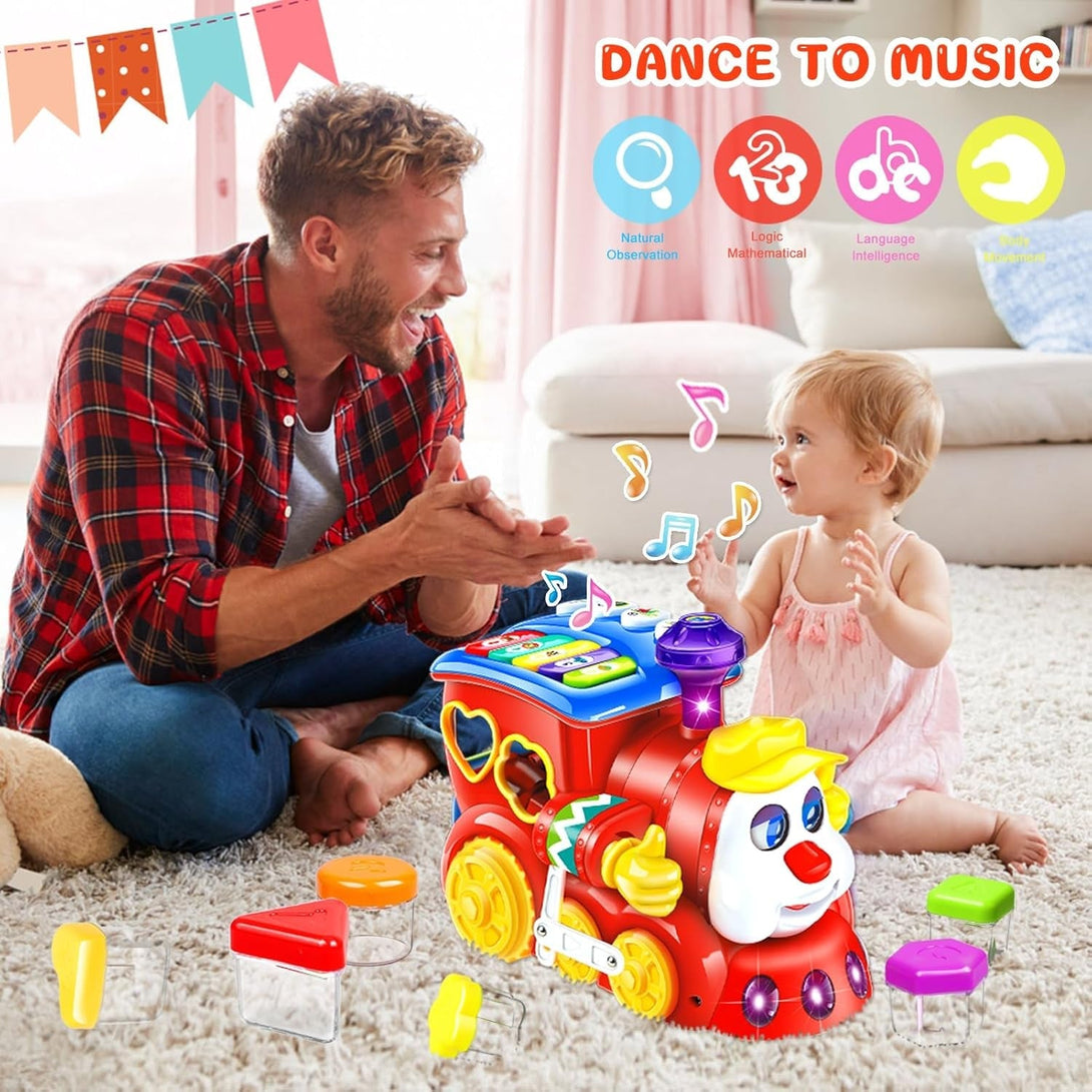 Baby Toys for 1 Year Old Boy Girl Gift Musical Train Baby Toys 6-12 12-18 Months,Early Educational Learning Montessori Kids Toys with Blocks/Light Toddler Christmas Birthday Gifts for 1 2 3 Year Old