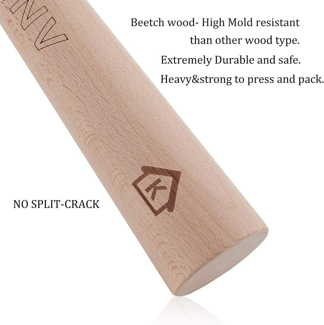 Sauerkraut Pounder for Mason Jars Vegetable Fermentation Packer Kimchee Tamper,One Piece of Solid Beech Wood (12 Inch)