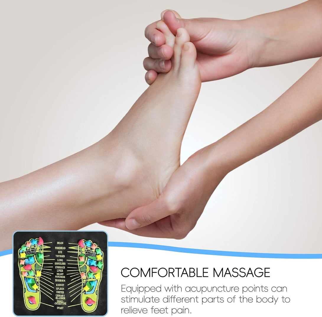 Funvalley Surperfect Foot Massage Mat with Reflexology Stones - Acupressure Walking Path for Pain Relief & Circulation, 68.9" X 13.78" Non-Slip Mat for Elderly, Office Workers, Students