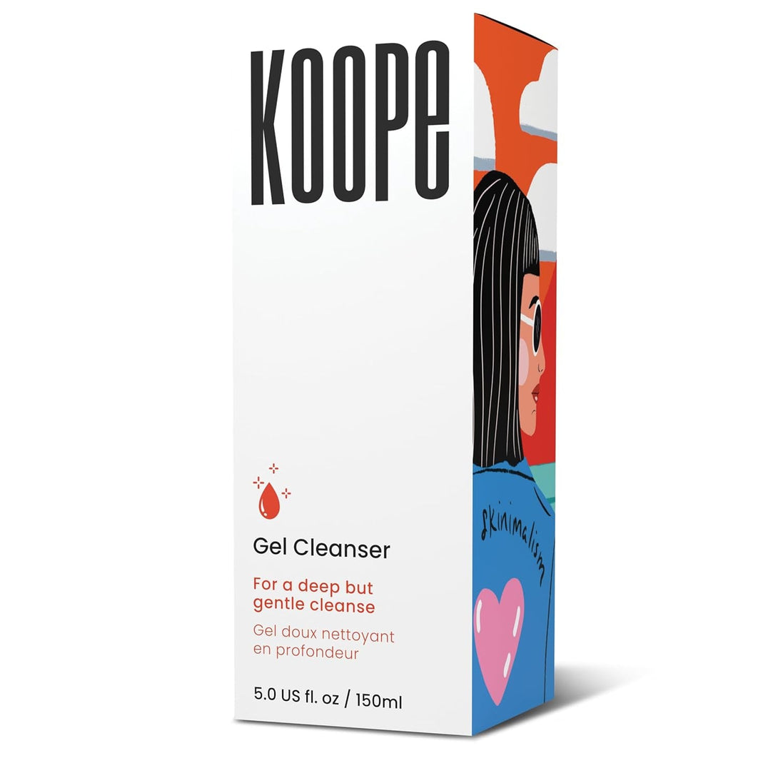 Koope Gel Face Wash, Cleanser for All Skin Types, Gentle, Soap-Free, Ph Balanced, Makeup Remover with Oat Amino Acids, Cucumber, Kiwi & Aloe, Free of Parabens, Sulphates & Fragrances, Vegan, 5.0 FL OZ